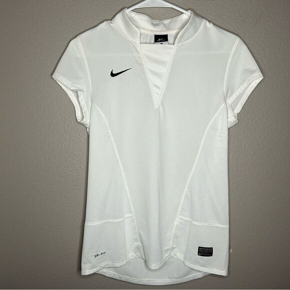 Nike dri fit white sheer mesh short sleeve top women’s size small - Picture 1 of 10